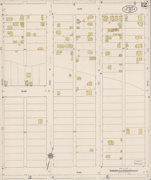 Sanborn Fire Insurance Map from La Jolla, San Diego County, California (1921), Sheet #0012 - Historic Sanborn Fire Insurance Map Print, vintage old map wall art, antique decor, genealogy gift, California California map