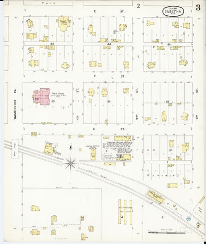 Sanborn Fire Insurance Map from Sabetha, Nemaha County, Kansas (1896), Sheet #0003 - Complete Map Set gallery image, historic Sanborn map, vintage wall art, Kansas Kansas