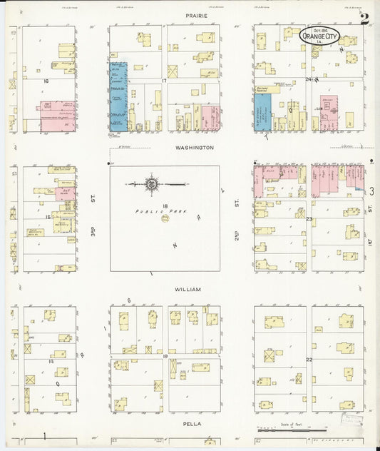 Sanborn Fire Insurance Map from Orange City, Sioux County, Iowa (1914), Sheet #0002 - Historic Sanborn Fire Insurance Map Print, vintage old map wall art