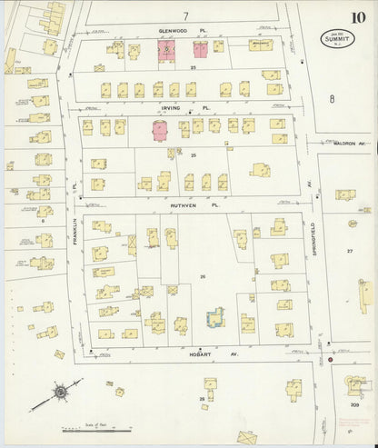 Sanborn Fire Insurance Map from Summit, Union County, New Jersey (1911), Sheet #0010 - Complete Map Set gallery image, historic Sanborn map, vintage wall art, New Jersey New Jersey