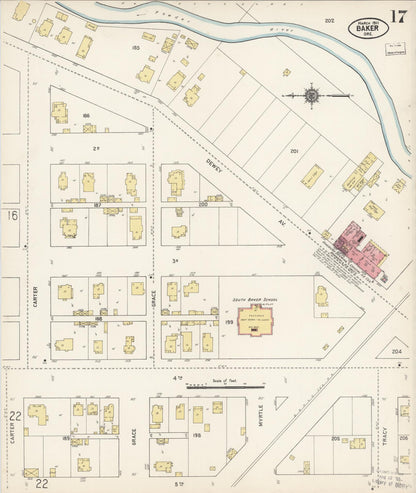 Sanborn Fire Insurance Map from Baker, Baker County, Oregon (1911), Sheet #0017 - Complete Map Set gallery image, historic Sanborn map, vintage wall art, Oregon Oregon