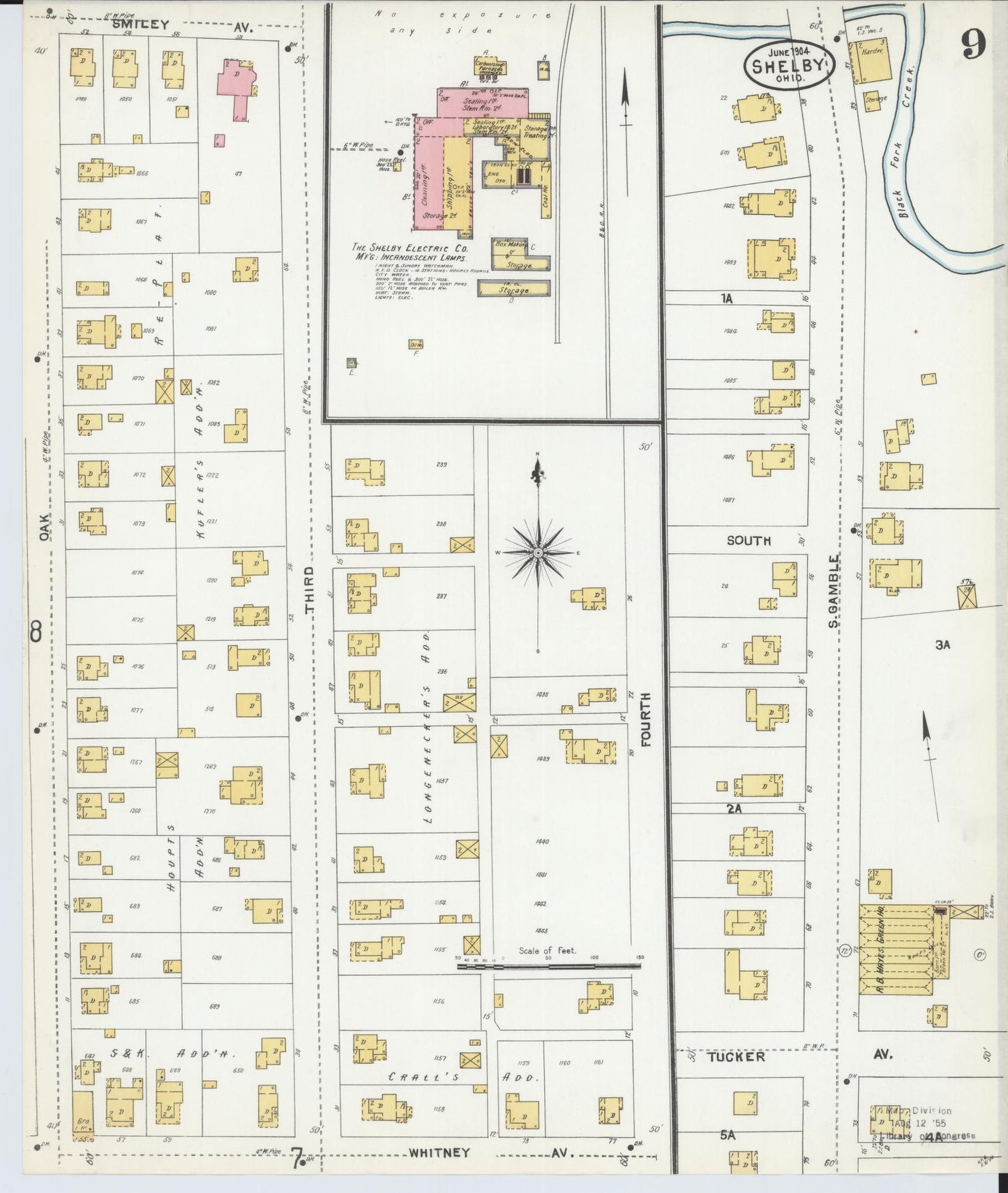 Sanborn Fire Insurance Map from Shelby, Richland County, Ohio (1904), Sheet #0009 - Complete Map Set gallery image, historic Sanborn map, vintage wall art, Ohio Ohio