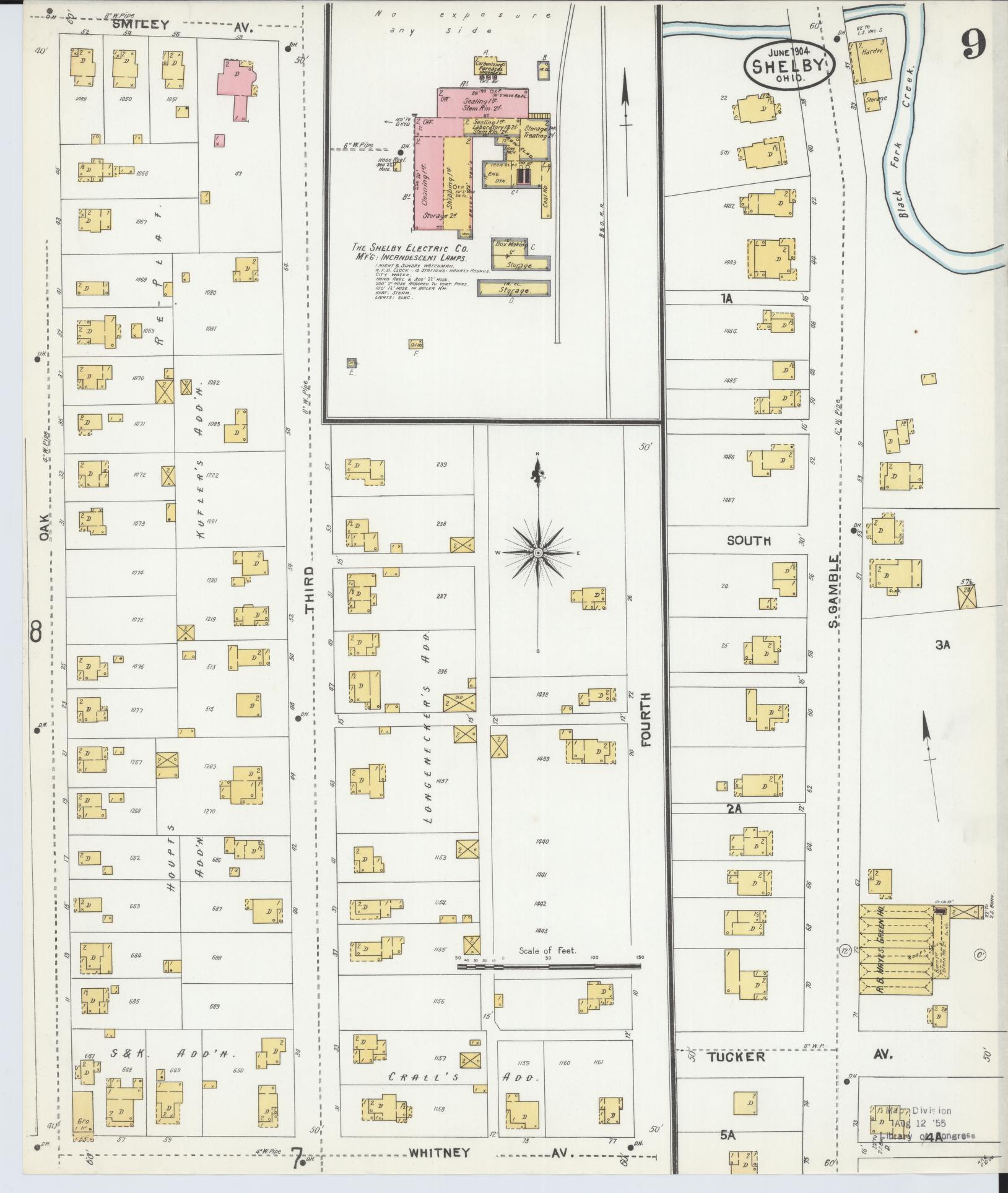 Sanborn Fire Insurance Map from Shelby, Richland County, Ohio (1904), Sheet #0009 - Complete Map Set gallery image, historic Sanborn map, vintage wall art, Ohio Ohio