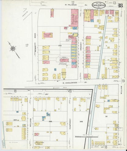Sanborn Fire Insurance Map from Englewood, Bergen County, New Jersey (1915), Sheet #0018 - Complete Map Set gallery image, historic Sanborn map, vintage wall art, New Jersey New Jersey