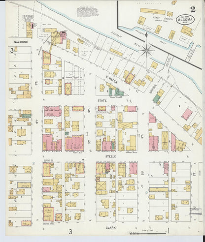 Sanborn Fire Insurance Map from Algoma, Kewaunee County, Wisconsin (1900), Sheet #0002 - Historic Sanborn Fire Insurance Map Print, vintage old map wall art, antique decor, genealogy gift, Wisconsin Wisconsin map