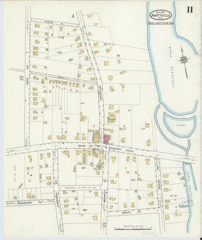 Sanborn Fire Insurance Map from Amityville, Suffolk County, New York (1915), Sheet #0011 - Complete Map Set gallery image, historic Sanborn map, vintage wall art, New York New York