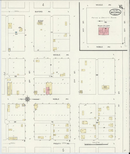 Sanborn Fire Insurance Map from Watonga, Blaine County, Oklahoma (1914), Sheet #0006 - Historic Sanborn Fire Insurance Map Print, vintage old map wall art, antique decor, genealogy gift, Oklahoma Oklahoma map