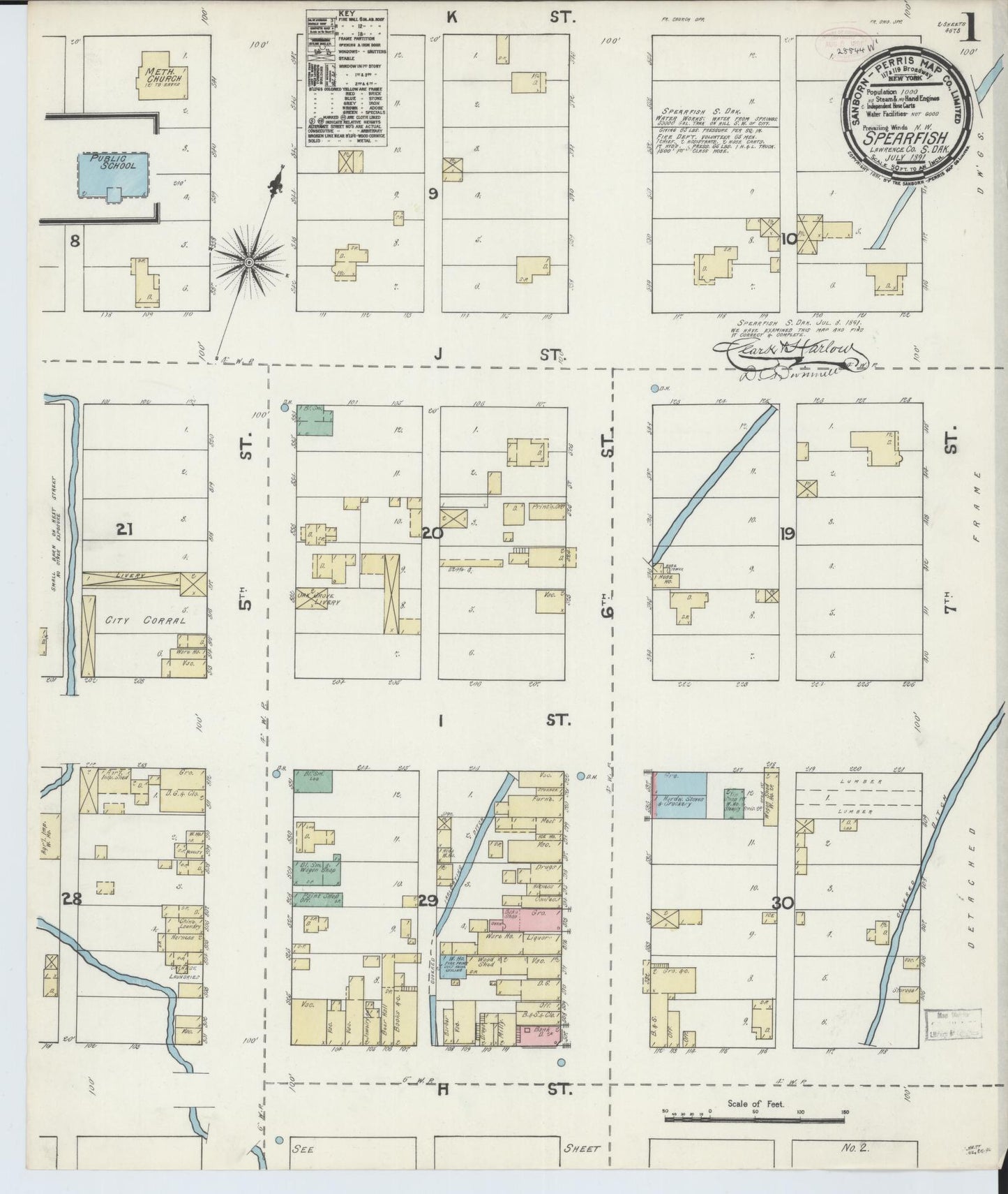 Sanborn Fire Insurance Map from Spearfish, Lawrence County, South Dakota. (1891) – Historic Sanborn Fire Insurance Map Print