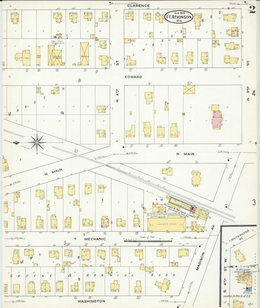 Sanborn Fire Insurance Map from Fort Atkinson, Jefferson County, Wisconsin (1909), Sheet #0002 - Historic Sanborn Fire Insurance Map Print, vintage old map wall art, antique decor, genealogy gift, Wisconsin Wisconsin map