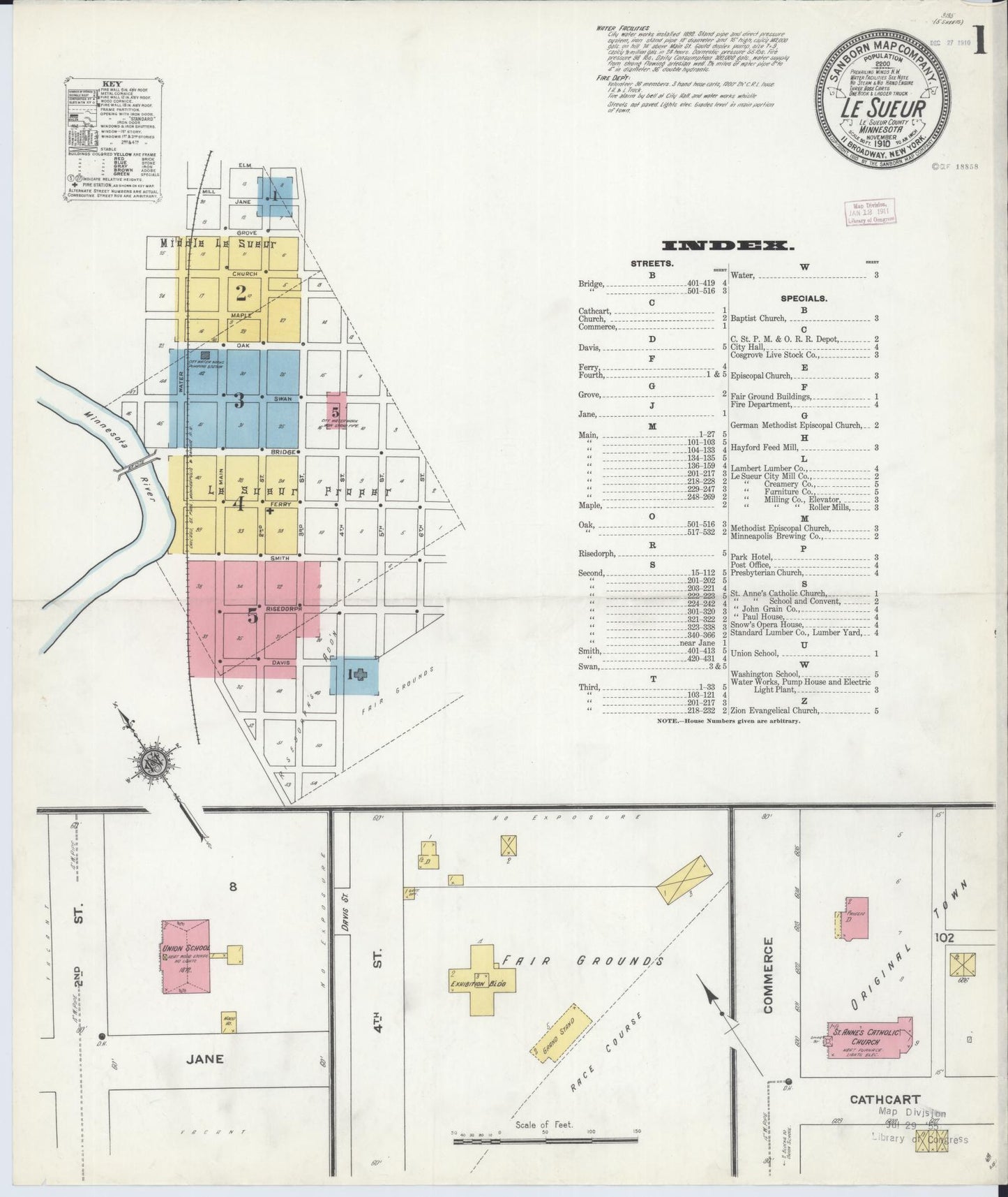 Sanborn Fire Insurance Map from Le Sueur, Le Sueur County, Minnesota (1910), Sheet #0001 - Historic Sanborn Fire Insurance Map Print, vintage old map wall art, antique decor, genealogy gift, Minnesota Minnesota map