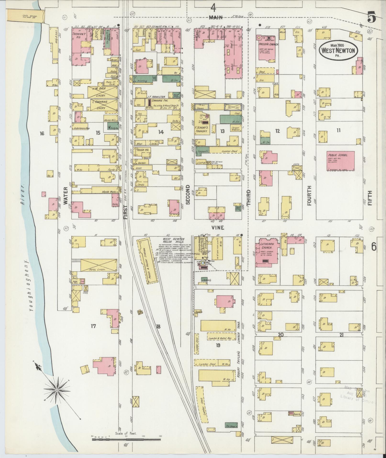 Sanborn Fire Insurance Map from West Newton, Westmoreland County, Pennsylvania (1900), Sheet #0005 - Complete Map Set gallery image, historic Sanborn map, vintage wall art, Pennsylvania Pennsylvania