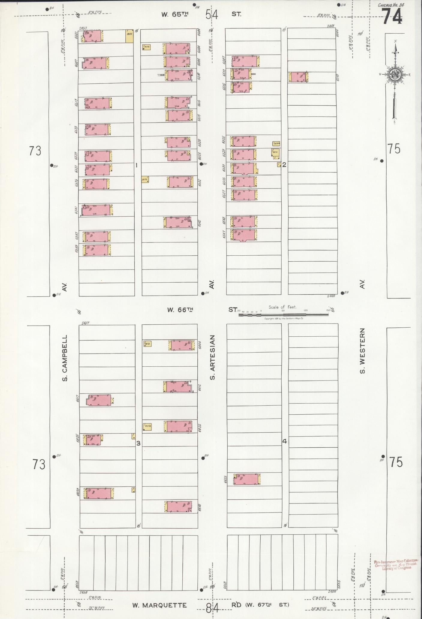 Sanborn Fire Insurance Map from Chicago, Cook County, Illinois (1920), Sheet #0074 - Historic Sanborn Fire Insurance Map Print, vintage old map wall art, antique decor, genealogy gift, Illinois Illinois map
