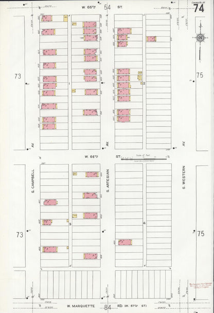 Sanborn Fire Insurance Map from Chicago, Cook County, Illinois (1920), Sheet #0074 - Historic Sanborn Fire Insurance Map Print, vintage old map wall art, antique decor, genealogy gift, Illinois Illinois map