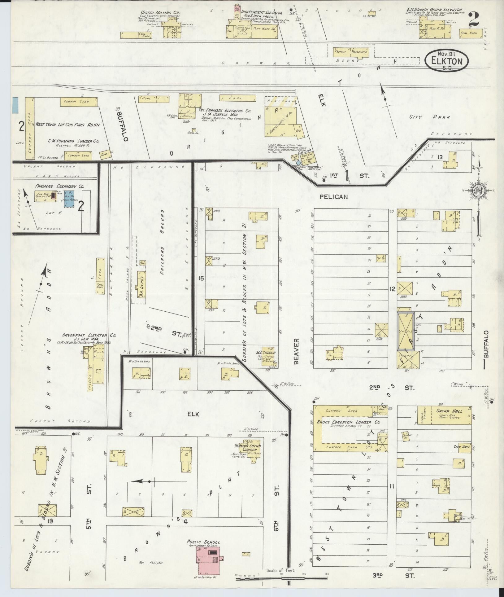Sanborn Fire Insurance Map from Elkton, Brookings County, South Dakota (1911), Sheet #0002 - Historic Sanborn Fire Insurance Map Print, vintage old map wall art, antique decor, genealogy gift, South Dakota South Dakota map