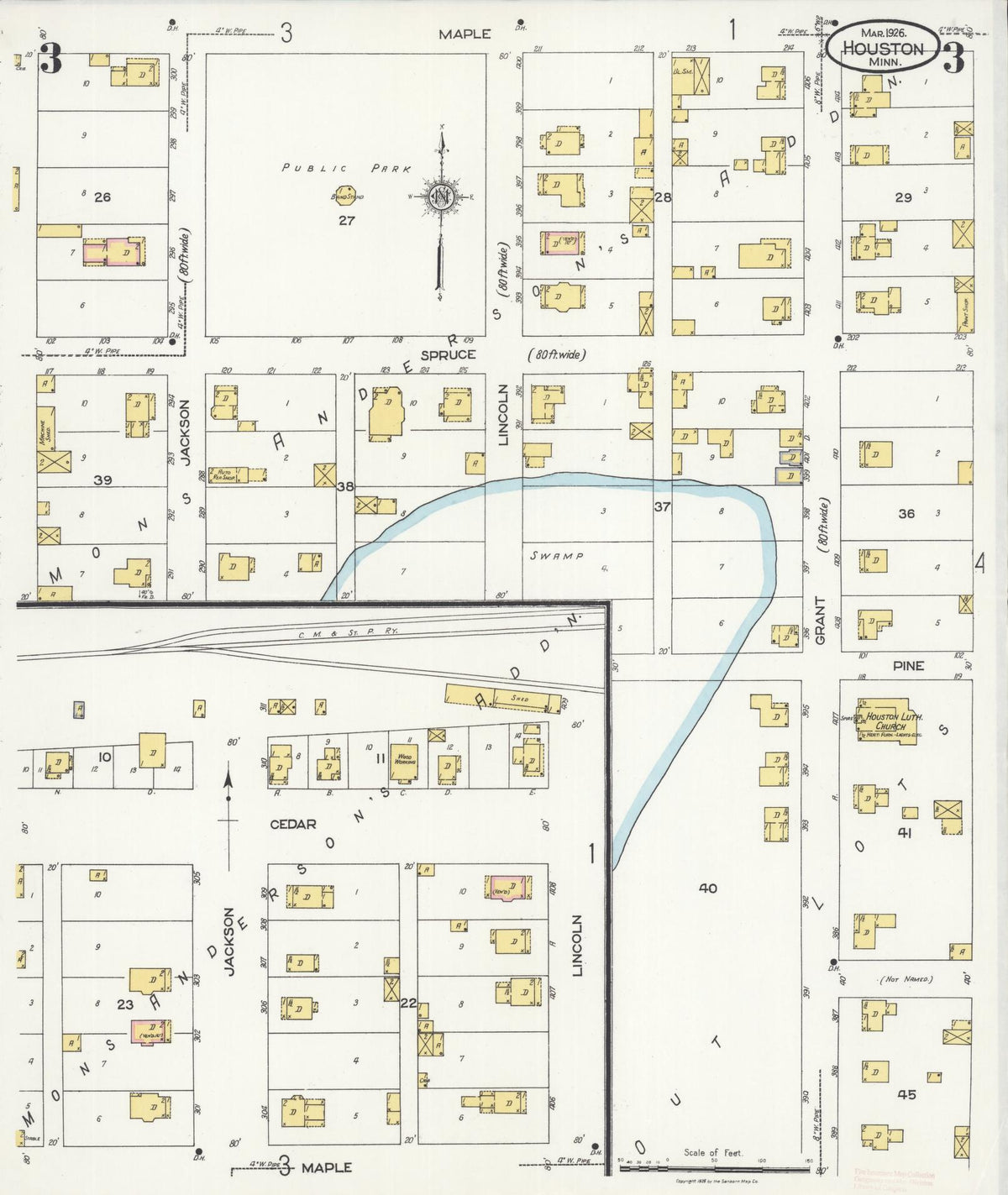 Sanborn Fire Insurance Map from Houston, Houston County, Minnesota (1926), Sheet #0003 - Complete Map Set gallery image, historic Sanborn map, vintage wall art, Minnesota Minnesota