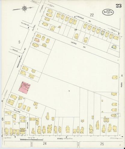 Sanborn Fire Insurance Map from Batavia, Genesee County, New York (1912), Sheet #0023 - Complete Map Set gallery image, historic Sanborn map, vintage wall art, New York New York