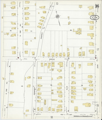Sanborn Fire Insurance Map from Ilion, Herkimer County, New York (1912), Sheet #0016 - Historic Sanborn Fire Insurance Map Print, vintage old map wall art, antique decor, genealogy gift, New York New York map