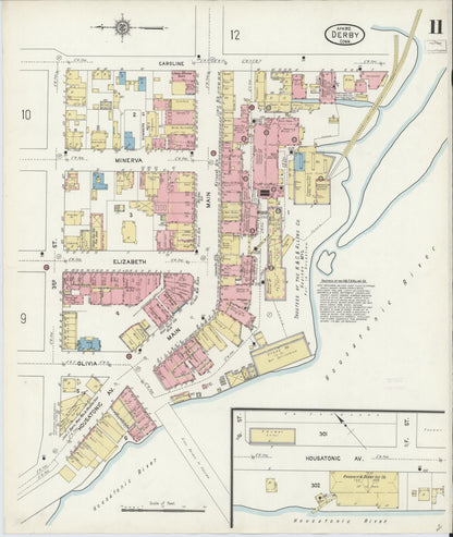 Sanborn Fire Insurance Map from Derby, New Haven County, Connecticut (1912), Sheet #0011 - Complete Map Set gallery image, historic Sanborn map, vintage wall art, Connecticut Connecticut