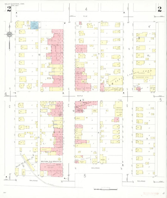 Sanborn Fire Insurance Map from Valley Junction, Polk County, Iowa (1937), Sheet #0002 - Historic Sanborn Fire Insurance Map Print, vintage old map wall art