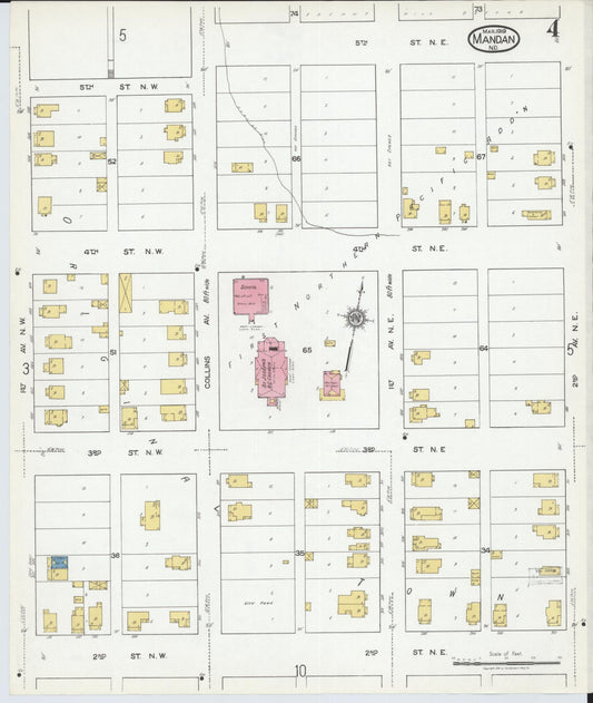 Sanborn Fire Insurance Map from Mandan, Morton County, North Dakota (1919), Sheet #0004 - Historic Sanborn Fire Insurance Map Print, vintage old map wall art, antique decor, genealogy gift, North Dakota North Dakota map