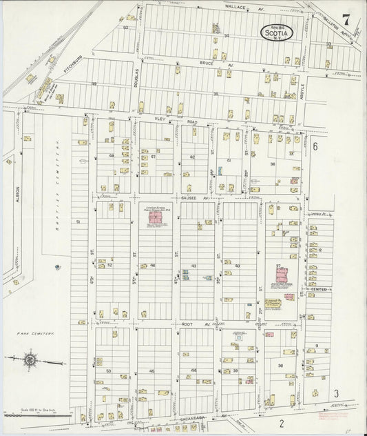 Sanborn Fire Insurance Map from Scotia, Schenectady County, New York (1914), Sheet #0007 - Historic Sanborn Fire Insurance Map Print, vintage old map wall art, antique decor, genealogy gift, New York New York map