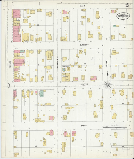Sanborn Fire Insurance Map from Mount Morris, Ogle County, Illinois (1893), Sheet #0002 - Historic Sanborn Fire Insurance Map Print, vintage old map wall art, antique decor, genealogy gift, Illinois Illinois map