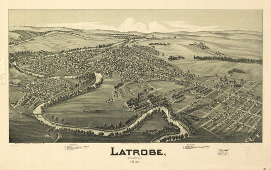 Latrobe, Pennsylvania 1900. (1900) – Historic Bird’s-Eye View Panorama Print