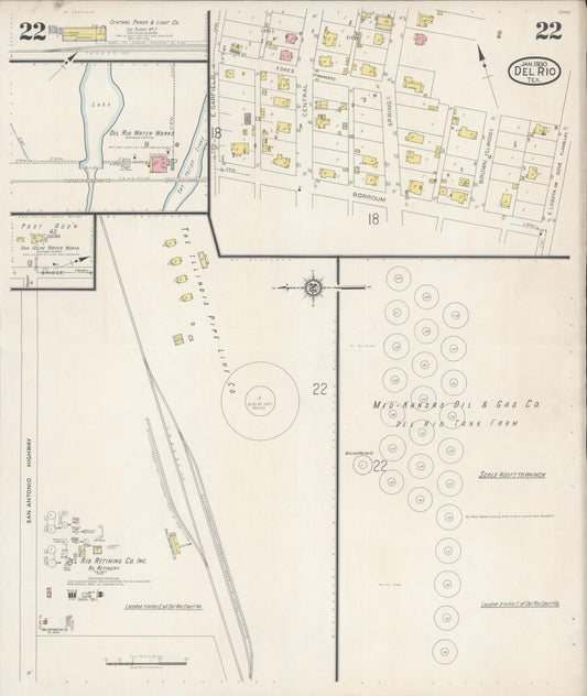 Sanborn Fire Insurance Map from Del Rio, Val Verde County, Texas (1930), Sheet #0022 - Historic Sanborn Fire Insurance Map Print, vintage old map wall art, antique decor, genealogy gift, Texas Texas map