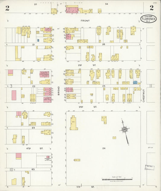Sanborn Fire Insurance Map from Florence, Burlington County, New Jersey (1926), Sheet #0002 - Historic Sanborn Fire Insurance Map Print, vintage old map wall art, antique decor, genealogy gift, New Jersey New Jersey map