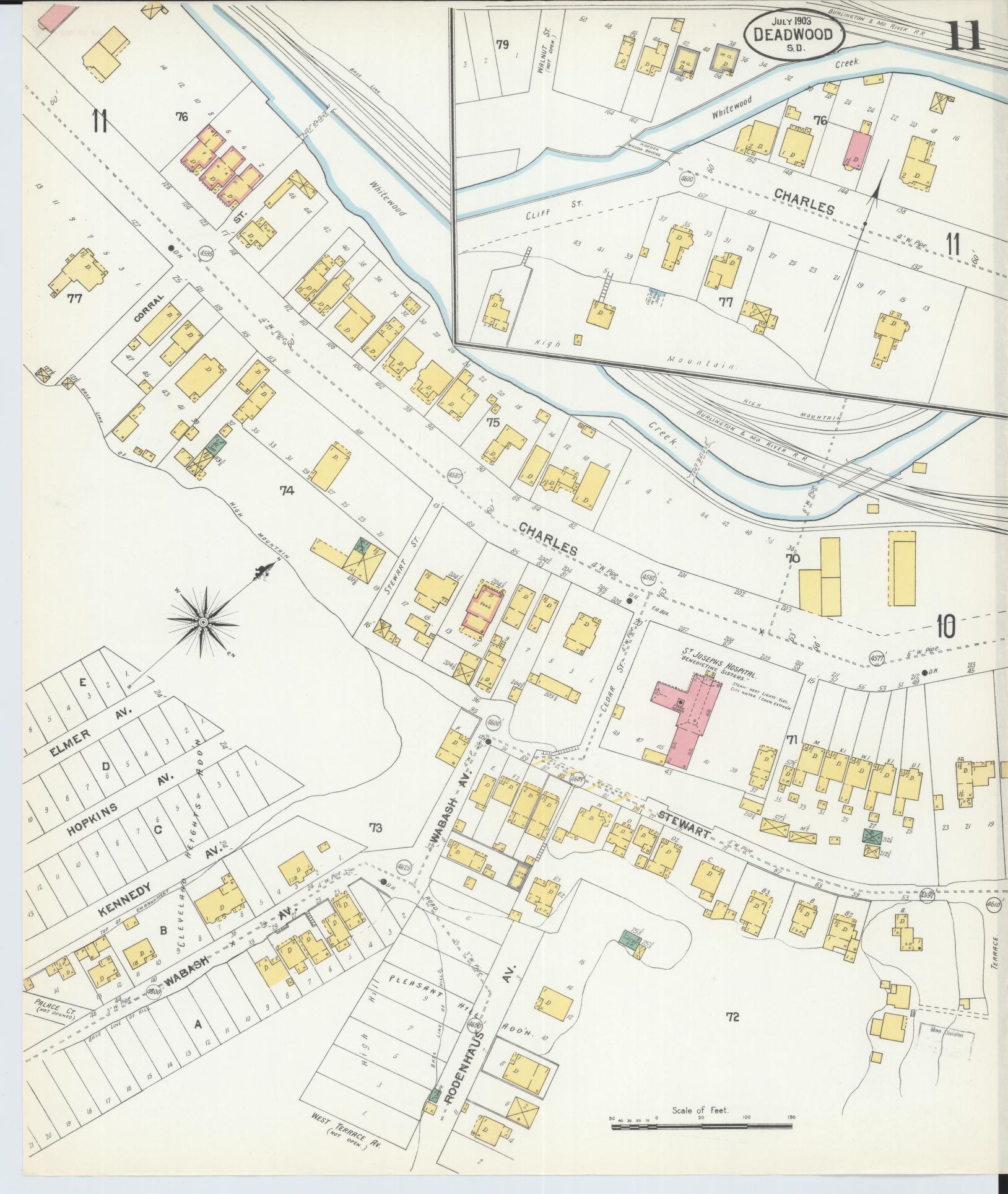 Sanborn Fire Insurance Map from Deadwood, Lawrence County, South Dakota (1903), Sheet #0011 - Complete Map Set gallery image, historic Sanborn map, vintage wall art, South Dakota South Dakota