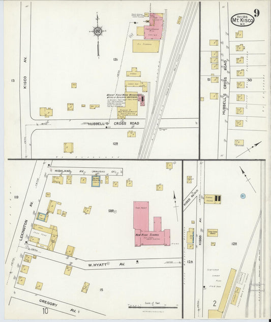 Sanborn Fire Insurance Map from Mount Kisco, Westchester County, New York (1916), Sheet #0009 - Historic Sanborn Fire Insurance Map Print, vintage old map wall art, antique decor, genealogy gift, New York New York map