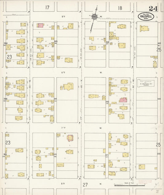 Sanborn Fire Insurance Map from Kalispell, Flathead County, Montana (1910), Sheet #0024 - Historic Sanborn Fire Insurance Map Print, vintage old map wall art, antique decor, genealogy gift, Montana Montana map