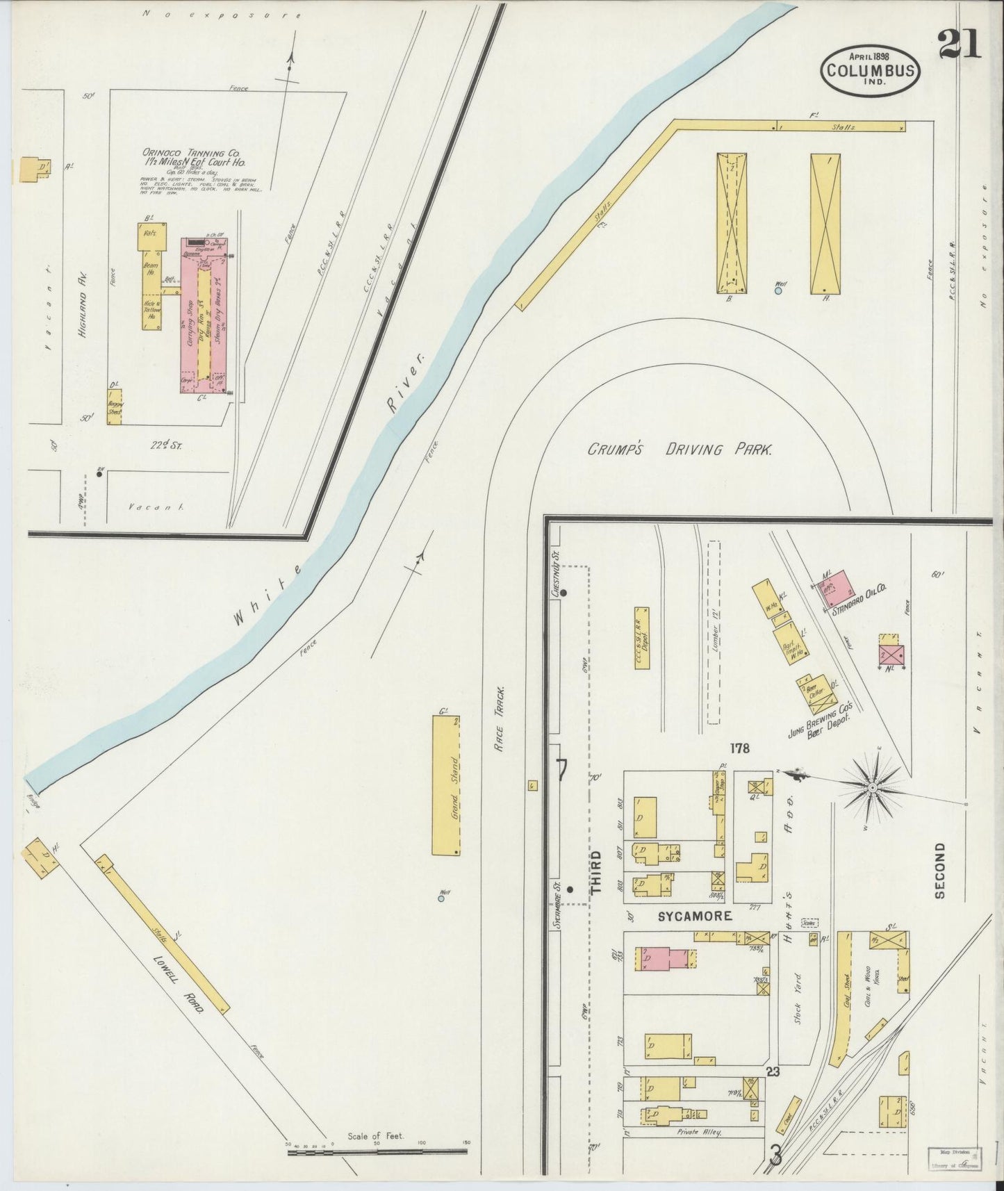 Sanborn Fire Insurance Map from Columbus, Bartholomew County, Indiana (1898), Sheet #0021 - Complete Map Set gallery image, historic Sanborn map, vintage wall art, Indiana Indiana