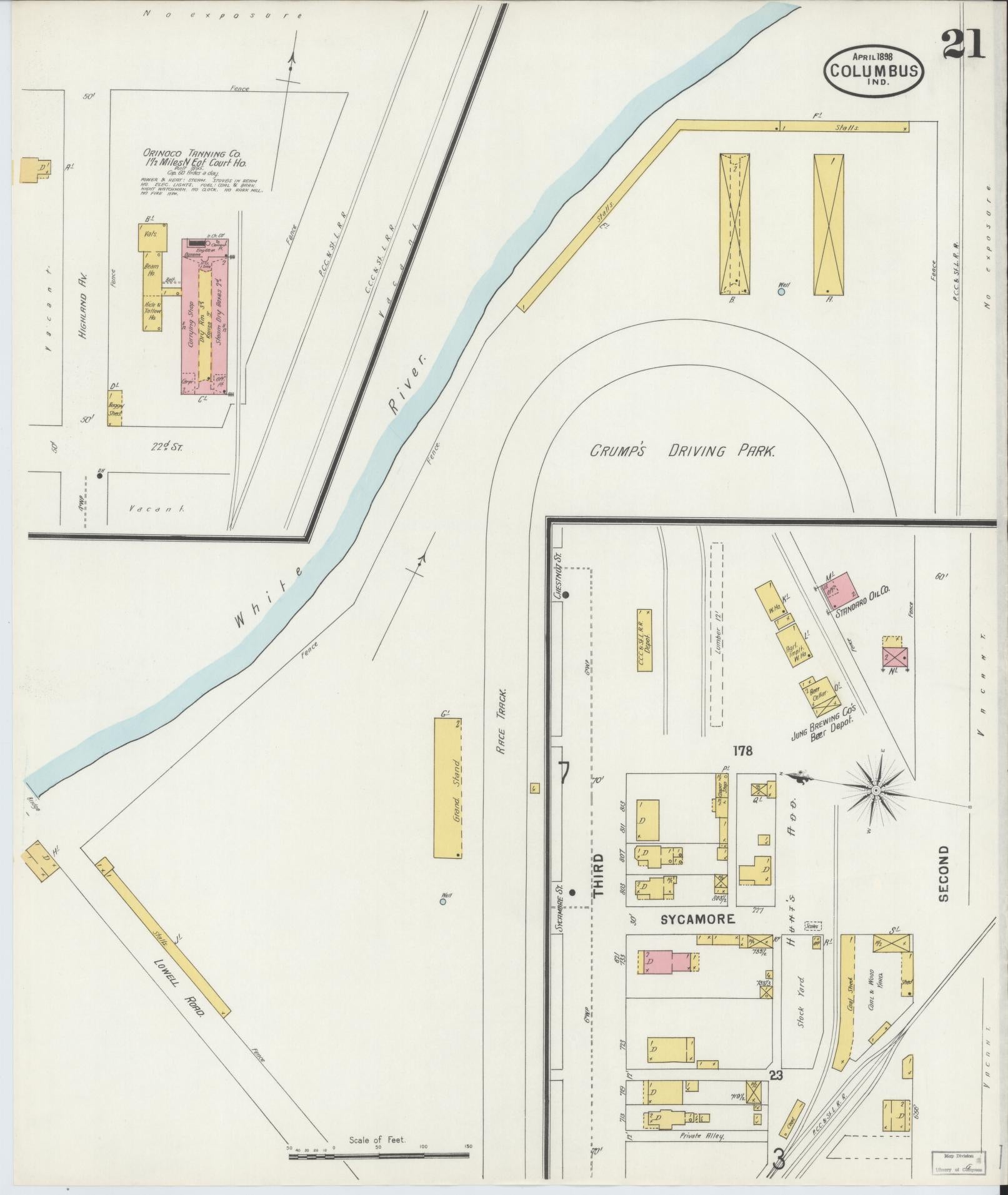 Sanborn Fire Insurance Map from Columbus, Bartholomew County, Indiana (1898), Sheet #0021 - Complete Map Set gallery image, historic Sanborn map, vintage wall art, Indiana Indiana