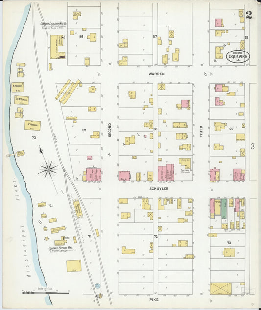 Sanborn Fire Insurance Map from Oquawka, Henderson County, Illinois (1899), Sheet #0002 - Historic Sanborn Fire Insurance Map Print, vintage old map wall art, antique decor, genealogy gift, Illinois Illinois map