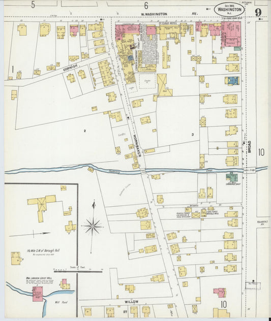 Sanborn Fire Insurance Map from Washington, Warren County, New Jersey (1902), Sheet #0009 - Historic Sanborn Fire Insurance Map Print, vintage old map wall art, antique decor, genealogy gift, New Jersey New Jersey map