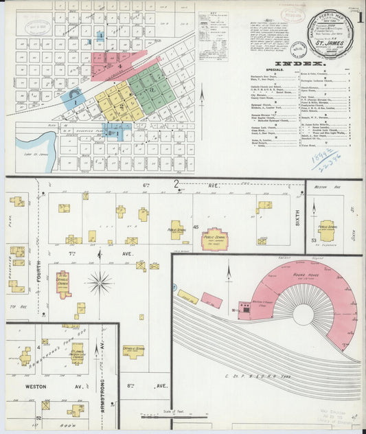Sanborn Fire Insurance Map from Saint James, Watonwan County, Minnesota (1899), Sheet #0001 - Complete Map Set gallery image, historic Sanborn map, vintage wall art, Minnesota Minnesota