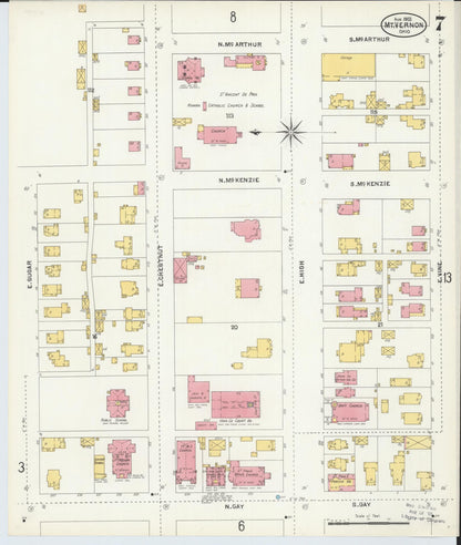 Sanborn Fire Insurance Map from Mount Vernon, Knox County, Ohio (1903), Sheet #0007 - Complete Map Set gallery image, historic Sanborn map, vintage wall art, Ohio Ohio