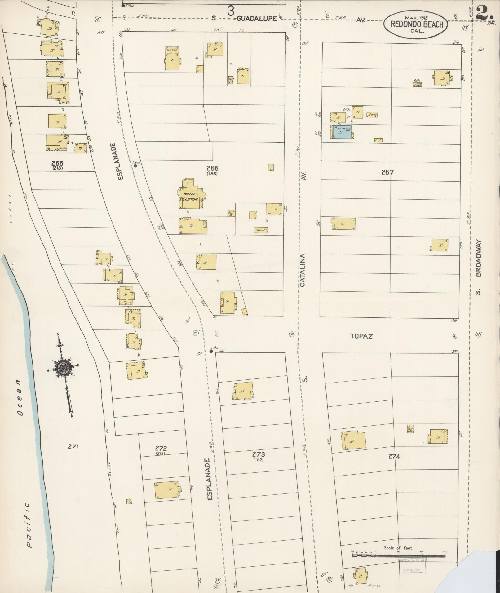 Sanborn Fire Insurance Map from Redondo Beach, Los Angeles County, California (1912), Sheet #0002 - Complete Map Set gallery image, historic Sanborn map, vintage wall art, California California