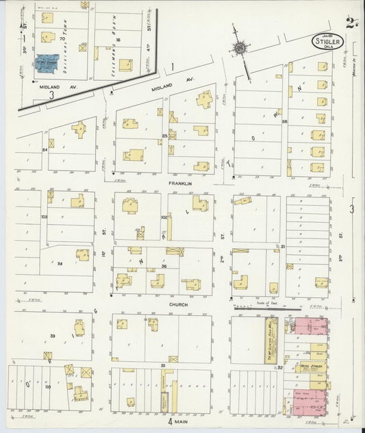Sanborn Fire Insurance Map from Stigler, Haskell County, Oklahoma (1911), Sheet #0002 - Historic Sanborn Fire Insurance Map Print, vintage old map wall art, antique decor, genealogy gift, Oklahoma Oklahoma map