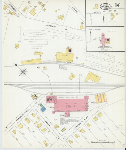 Sanborn Fire Insurance Map from Columbia, Maury County, Tennessee (1905), Sheet #0014 - Complete Map Set gallery image, historic Sanborn map, vintage wall art, Tennessee Tennessee