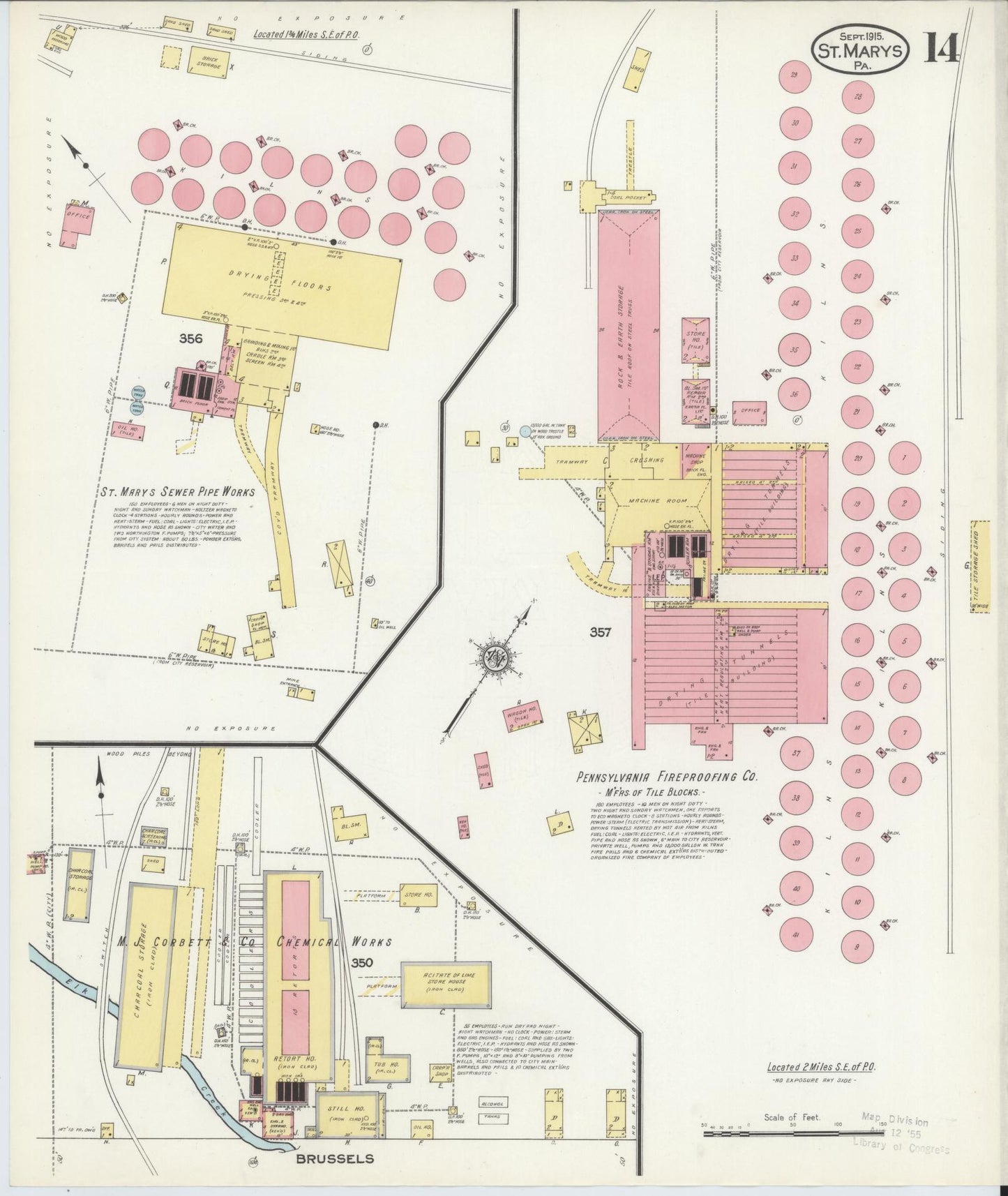 Sanborn Fire Insurance Map from Saint Marys, Elk County, Pennsylvania (1915), Sheet #0014 - Complete Map Set gallery image, historic Sanborn map, vintage wall art, Pennsylvania Pennsylvania