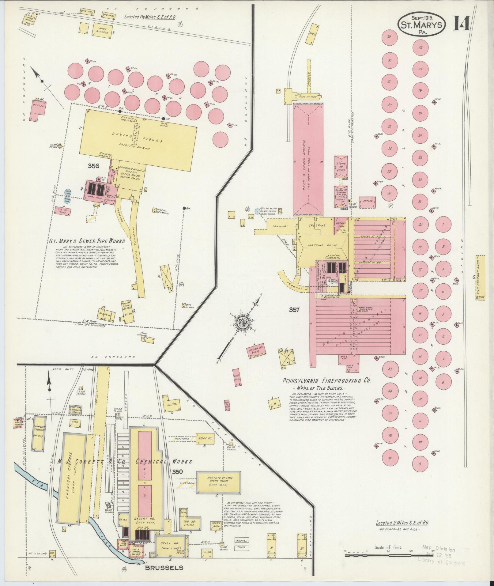 Sanborn Fire Insurance Map from Saint Marys, Elk County, Pennsylvania (1915), Sheet #0014 - Complete Map Set gallery image, historic Sanborn map, vintage wall art, Pennsylvania Pennsylvania