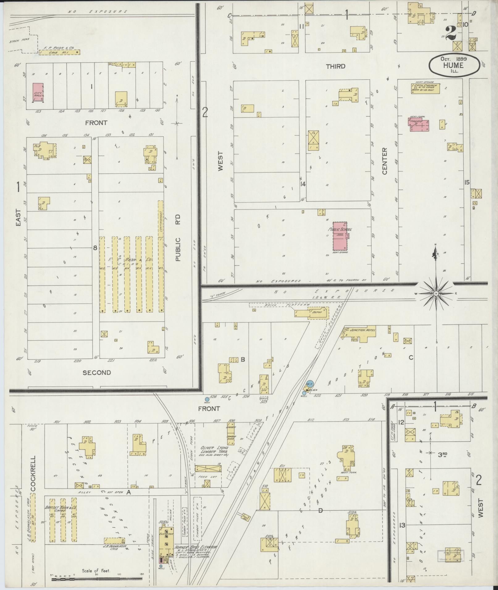 Sanborn Fire Insurance Map from Hume, Edgar County, Illinois (1899), Sheet #0002 - Complete Map Set gallery image, historic Sanborn map, vintage wall art, Illinois Illinois