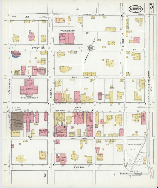 Sanborn Fire Insurance Map from Marion, Smyth County, Virginia (1921), Sheet #0005 - Historic Sanborn Fire Insurance Map Print, vintage old map wall art, antique decor, genealogy gift, Virginia Virginia map