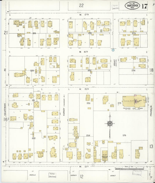 Sanborn Fire Insurance Map from Vancouver, Clark County, Washington (1911), Sheet #0017 - Historic Sanborn Fire Insurance Map Print, vintage old map wall art, antique decor, genealogy gift, Washington Washington map