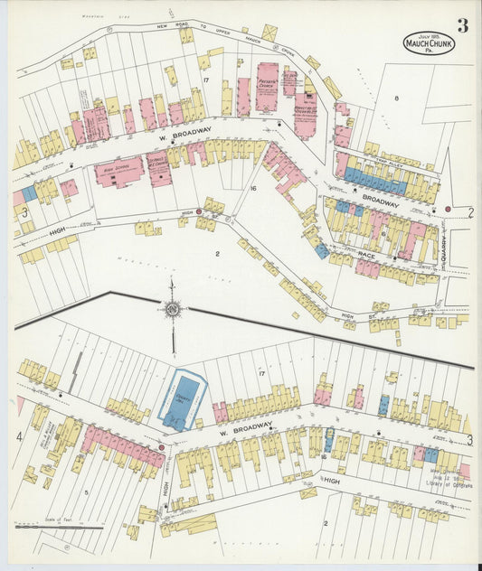 Sanborn Fire Insurance Map from Mauch Chunk, Carbon County, Pennsylvania (1915), Sheet #0003 - Historic Sanborn Fire Insurance Map Print, vintage old map wall art, antique decor, genealogy gift, Pennsylvania Pennsylvania map