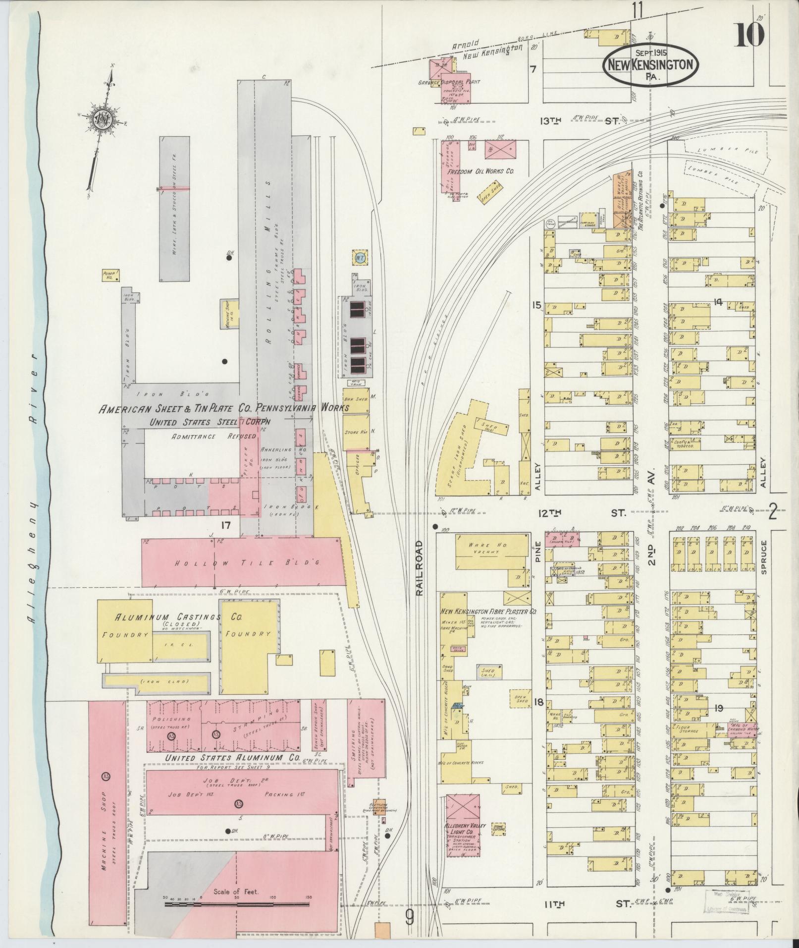 Sanborn Fire Insurance Map from New Kensington, Westmoreland County, Pennsylvania (1915), Sheet #0010 - Complete Map Set gallery image, historic Sanborn map, vintage wall art, Pennsylvania Pennsylvania