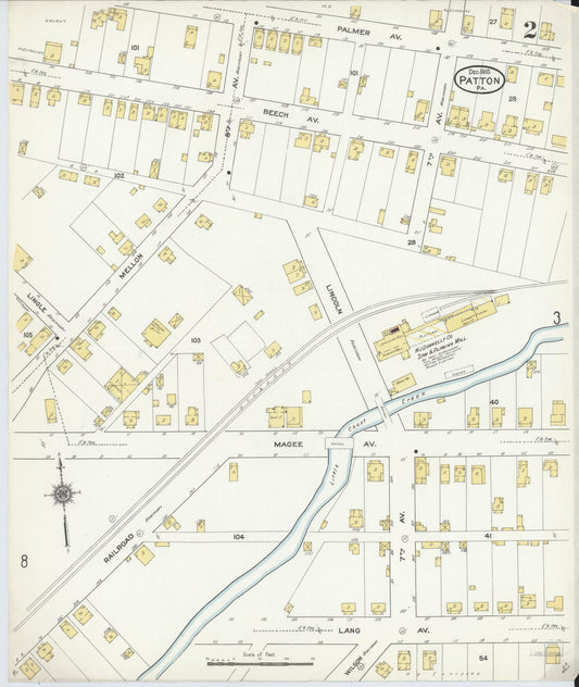 Sanborn Fire Insurance Map from Patton, Cambria County, Pennsylvania (1910), Sheet #0002 - Historic Sanborn Fire Insurance Map Print, vintage old map wall art, antique decor, genealogy gift, Pennsylvania Pennsylvania map