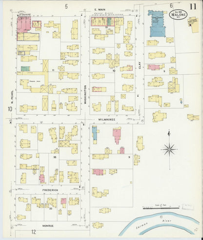 Sanborn Fire Insurance Map from Malone, Franklin County, New York (1908), Sheet #0011 - Complete Map Set gallery image, historic Sanborn map, vintage wall art, New York New York